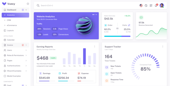 Vuexy - Vuejs, Nuxt, Next.js, HTML, Laravel, Asp.Net & Django Admin Dashboard Template